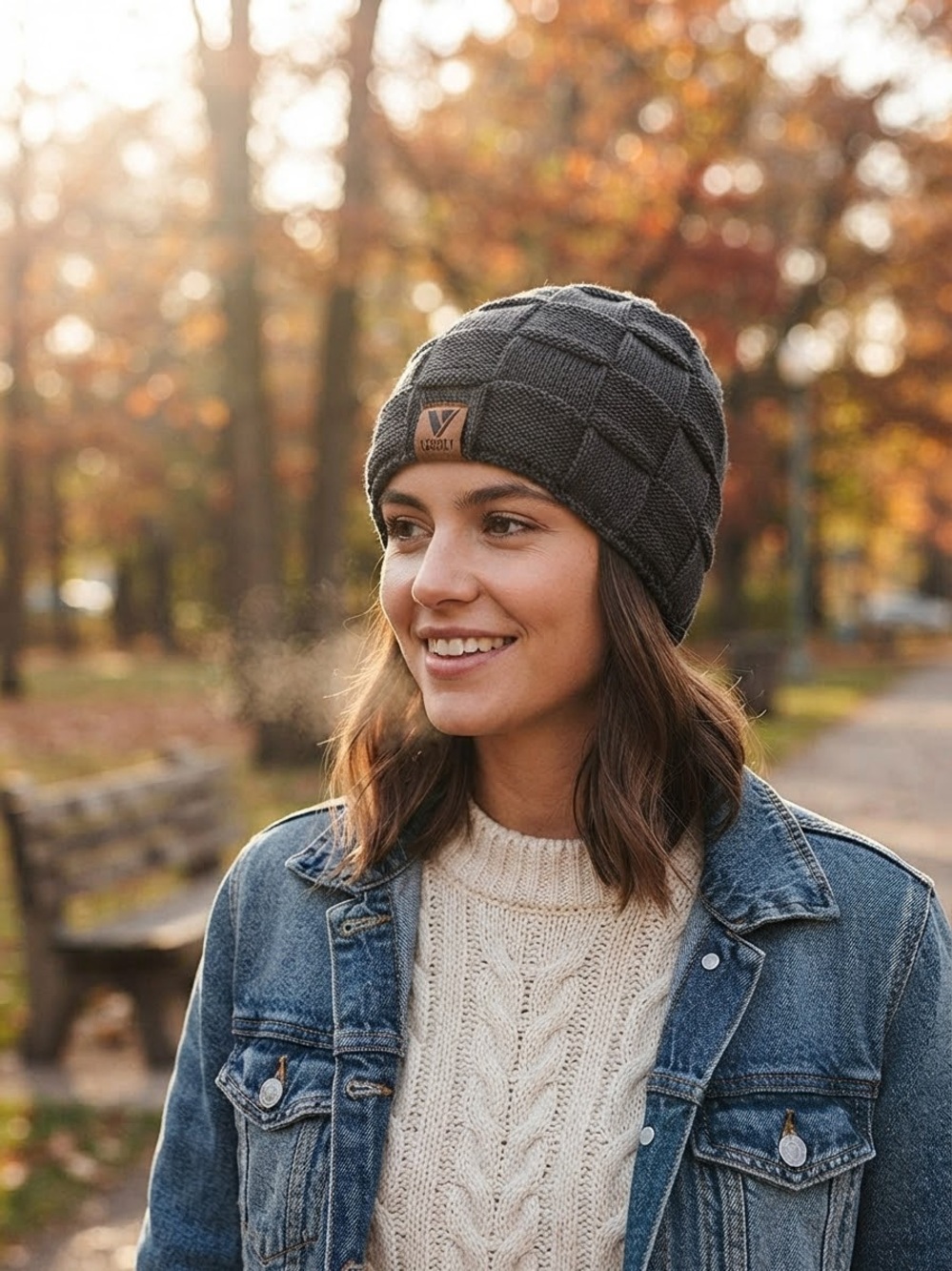 VGOGFLY Fleece-Lined Knit Beanie Hat – Dark Gray / Charcoal